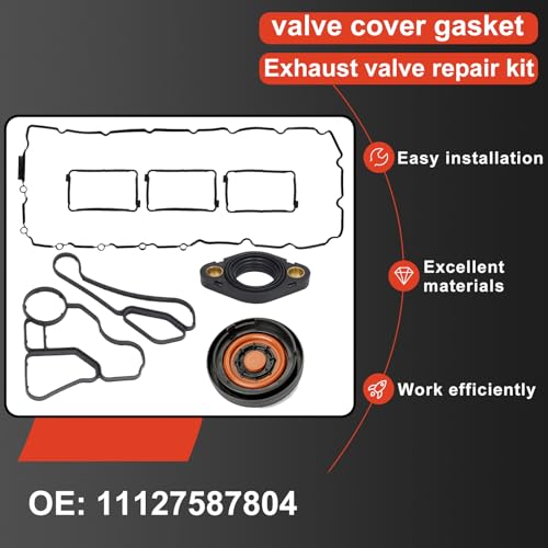 Image of 11127587804 Engine Valve Cover Gasket & Oil Filter Housing Gasket & Engine Valve Cover & Eccentric Shaft Actuator to Valve Cover Flange for BMW Replace# 11428637820 11428637821 11127570292 11377502022