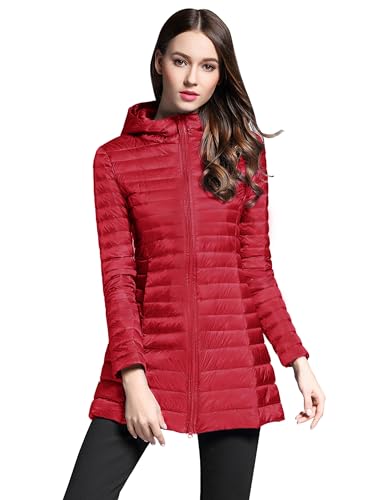 ELEZAY Women's Packable Down Jacket Ultra Light Mid Length Puffer Coats Quilted