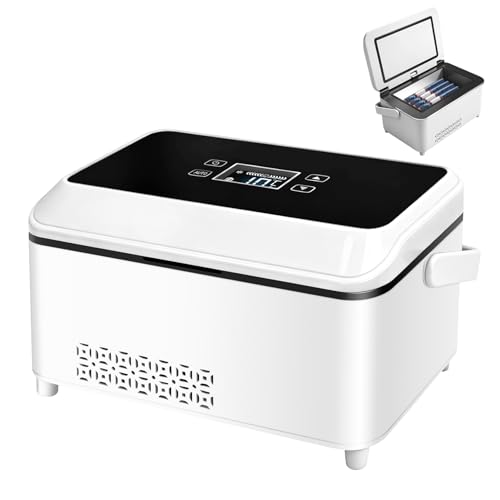 Image of Insulin Cooler Travel Box, Portable Mini Drug Refrigerator USB Rechargeable, Battery Diabetic Box with Handle with LCD Display, Insulin Cooler Box, for Home & Outdoor Use