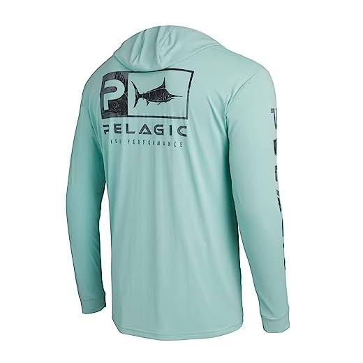 PELAGIC Apparel Aquatek Icon Hooded Fishing Shirt Turquoise