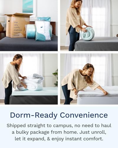 Image of ViscoSoft 3 inch Twin XL Mattress Topper - Cooling Memory Foam Bed Topper for College Dorm - Pillow Top Dual Layer Extra Long Mattress Pad - Dorm Room Essentials - Hybrid Lux