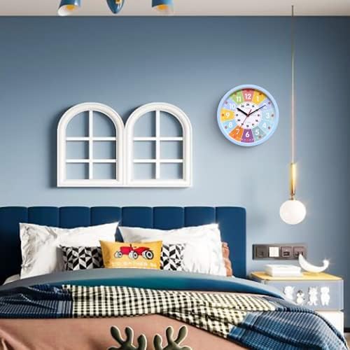 Nuovo Children's Wall Clock Early Education Clock Blue Simple 10-inch Children's Clock(26 cm/ 10")