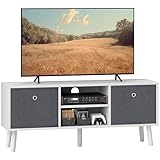 HOMCOM TV Cabinet Stand Unit for TVs up to 50' Flat Screen with Foldable Drawers and Shelves, Entertainment Centre for Living Room, Bedroom White and Grey
