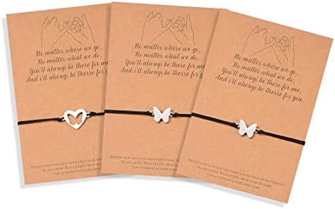 YELUWA 3PCS Pinky Promise Bracelets Charm Best Friends Couple Family Adjustable Waterproof Handmade Cord Friendship Distance Matching Relationship Bracelet