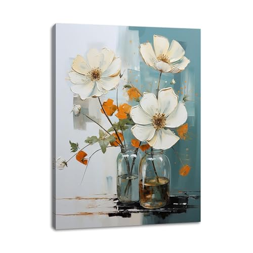 daktenn Green Floral Bathroom Wall Art for Bathroom Art Wall Decor Floral Canvas Wall Art Bathroom Pictures Wall Decor for Kitchen Bedroom Livingroom 18x24 Inches