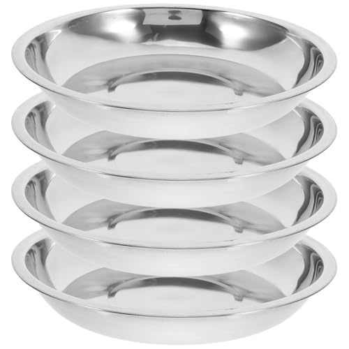 PATKAW 4pcs Stainless Steel Dog Bowls - 7 Inch Whisker Relief Cat Bowls, Shallow and Wide Bowls, Dog Plate, Pet Cat Dog Feeding Large Dishes Fits, with Elevated Stands Pet Bowl Stand
