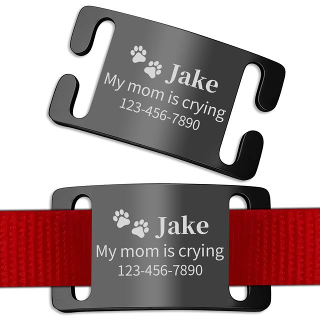 Personalised Dog Tags Engraved for Pets - Custom Name & ID Tag with Silent Slide-On Design for Dogs & Cats | Engrave Pet Identity on Stainless Steel Tag for Collar