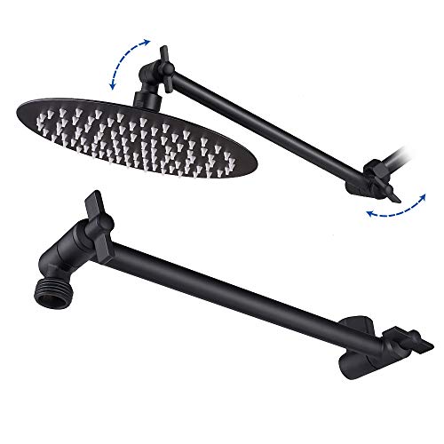 Nearmoon Adjustable Shower Arm Universal Connection, Solid Brass Shower Extension Arm, Adjust Angle To Upgrade Shower Experience, Easy To Install, Anti-Leak (11 Inch, Matte Black) #TOP2