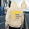 Generisch Men's Hoodie with God Print Design Long Sleeves Comfortable Everyday Sweatshirt Casual Leisure Hoodie for Men, beige, XL #1