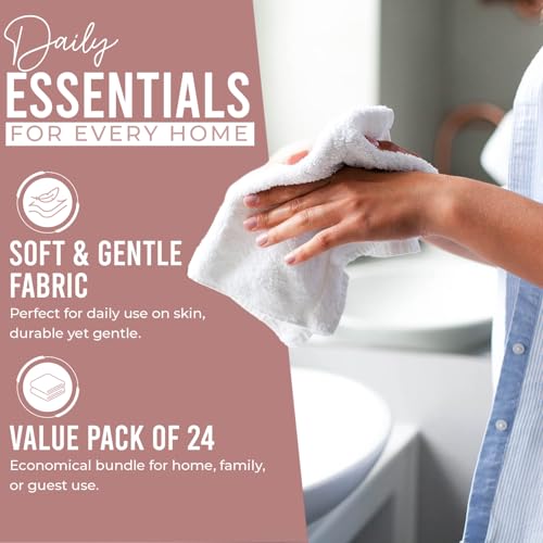 Image of DAN RIVER 24 Pack Wash Cloths for Showering [12x12] - 100% Cotton Washcloths Premium Quality Flannel Face Cloths for Bathroom, Highly Absorbent and Soft Feel Wash Clothes, Dusty Pink