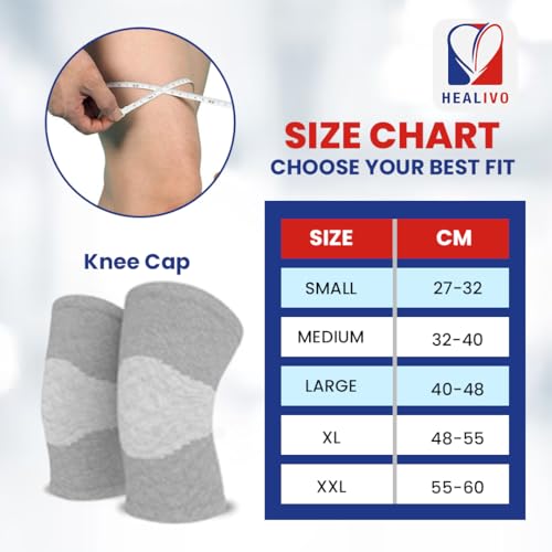 Image of Knee Cap Pair for Pain Relief & Knee Support | Compression Knee Sleeves & Braces for Gym, Sports, Workout, Running, Cycling & Exercise | Men & Women | M