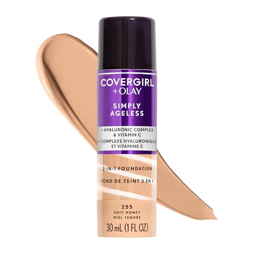 COVERGIRL & Olay Simply Ageless 3-in-1 Liquid Foundation, Matte Finish, Hyaluronic & Vitamin C...