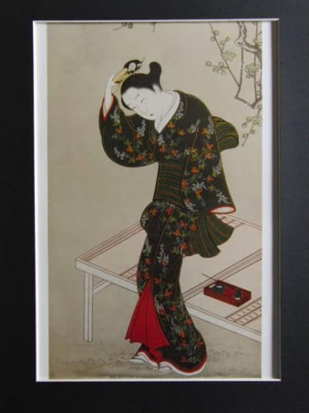 古山師政、梅下婦女図、超希少・大判画集画、新品高級額装付 | ヤマダ