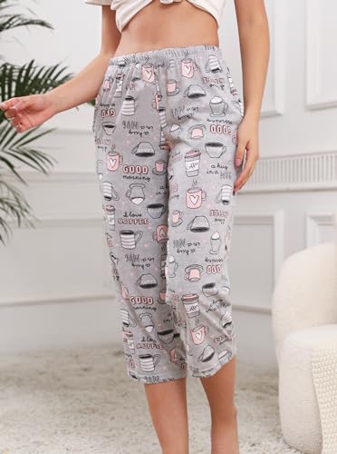 PNAEONG Women's Capri Pajama Pants Lounge Causal Bottoms Fun Print Sleep Pants4