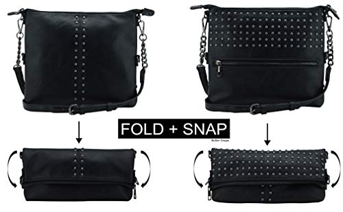 K&Bo Stevie Women’s Studded Chain Crossbody Handbag Purse, Rocker Chic Boho Medium, Converts to Clutch Bag, Lightweight2