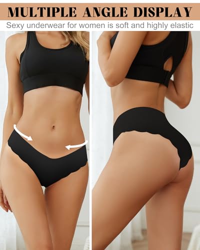 YSense Seamless Underwear for Women No Show Wave Low Hipster Invisibles Cheeky Underwear Sexy Bikini Panties 6 Pack3