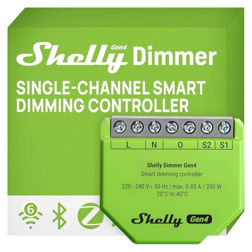 Shelly Dimmer Gen4 - WLAN Smart Dimmer, Matter Certified, Dimmable Lights, Zigbee Light Switch, LED Strip, Timer Switch, No Neutral Conductor, No Hub Required, Alexa, Google & HomeKit (4)