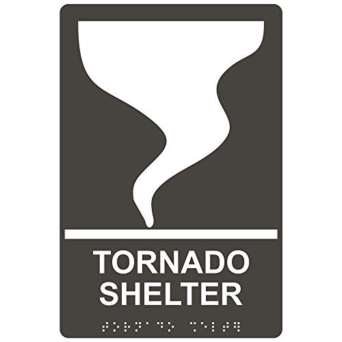 Panneau Tornado Shelter gris anthracite en plastique acrylique braille ADA