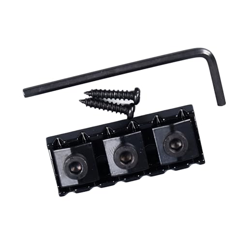 Headless Guitar Nut 42mm Guitar Nut Guitar String Locking Nut Length Metal Headless Guitar Bridge with Screws and Wrench for Guitar Music Enthusiast (Black)