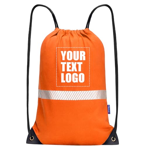 Image of AYKRM Customizable Orange Drawstring Backpack Bag work Sackpack logo
