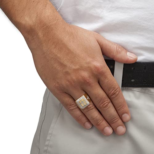 PalmBeach Men's Yellow Gold-plated Sterling Silver Round Genuine Diamond Cross Ring (1/10 cttw, I Color, I3 Clarity) Sizes 8-163