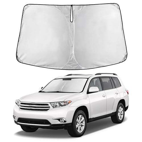 Image of Autovir Windshield Sun Shade Fit for 2008-2011 2012 2013 Toyota Highlander Sunshade, Front Car Window Shades Sun Visor, Blocks UV Rays & Heat, Car Accessories