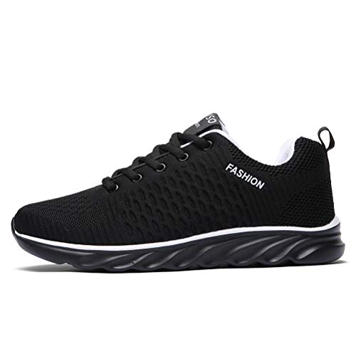 XIDISO Laufschuhe Dämpfung rutschfeste Atmungsaktiv Sportschuhe Outdoor Turnschuhe Leichte Sneaker Atmungsaktive Unisex, Schwarz, 45 EU