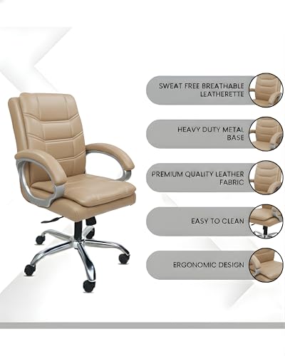 Image of activa Executive Revolving Office Chair | Ergonomic Computer Desk Chair with Cushioned Seat| Heavy Duty Steel Base, Adjustable Height & 360 Swivel Wheel| Study /Home /Offcie Visitor Chair (Star, Beige)