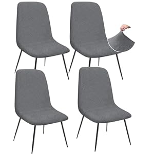 Granbest Jacquard Thickened Elastic Dining Chair Covers, Low Back Chair Slipcovers for Hotel, Banquet, Wedding, Party Decoration (Set of 4, Gray)