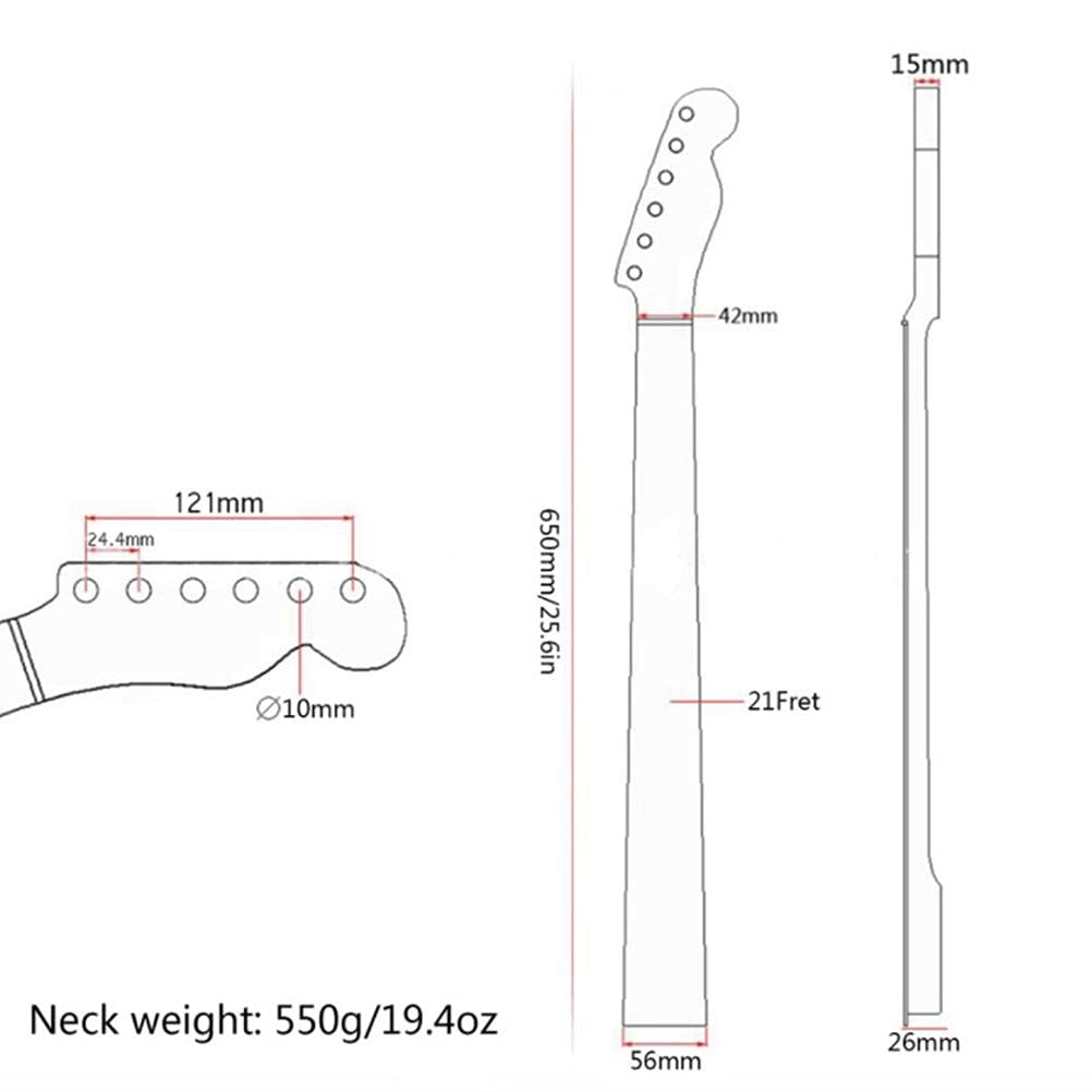 Manico di ricambio per chitarra, manico Telecaster compatibile per parti di ricambio fai da te per chitarra, tastiera in palissandro con binding a 22 tasti per TL ST Tele Back Center Line Manico di