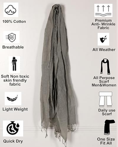 THE-ART-BOX-100-Cotton-Solid-Womens-Fashion-Scarf-Pashmina-Shawl-Wrap-Long-Lightweight-Scarves-For-Men-Women