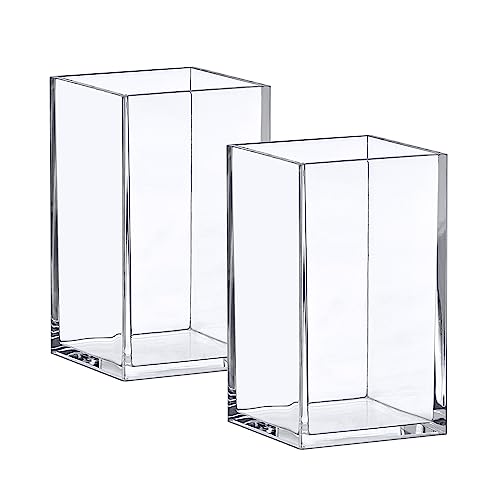 Image of Amazing Abby - Penelope - 2-Pack Pen Holder, Acrylic Pen Holder, Clear Plastic Organizer for Office Supplies, Perfect Office Desktop Storage Solution for Pencils, Pens, Markers, Scissors, and More
