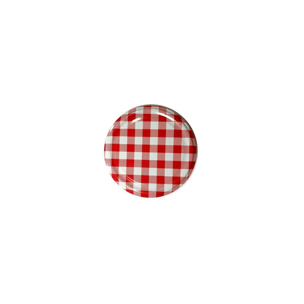 10 X JAM JAR CAP LIDS TWIST OFF/ 82mm. IDEAL FOR ANY TYPE OF PRESERVES,HONEY,JAM,MARMALADE,CHYTNEYS,THE LIDS ARE ACID PROOF, (Gingham Red)