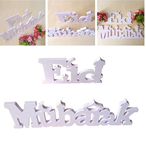 Eid Mubarak Plastic Ornamenten Brief Tabel Decor Ramadan Indoor Knutselen voor Eid Mubarak Home Decoration White - Image 4