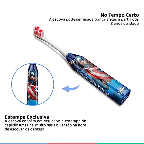 Escova Dental Elétrica Infantil - Kids Health Pro Capitão América Marvel Multilaser Saúde - HC089