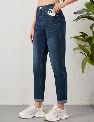 PACBREEZE Women's Boyfriend Jeans High-Rise Comfy Stretch Relaxed Casual Denim Pants with 5 Pockets, 4-184