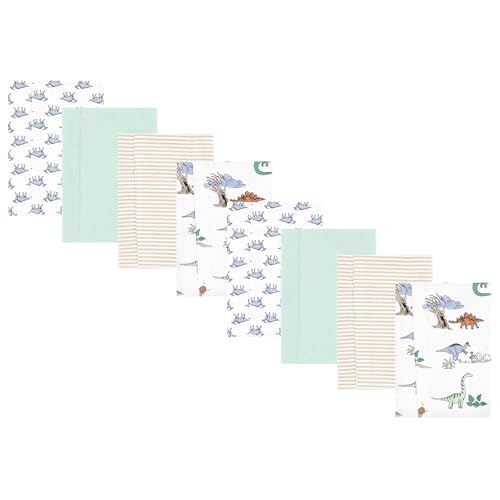 Image of Hudson Baby Cotton Poly Flannel Burp Cloths Multipack, Boy Dino World 8-Pack, One Size