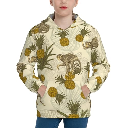 Monkeys and Pinealpples Kid Hoodies Boys Sweatshirts Girls Pullover with Pocket