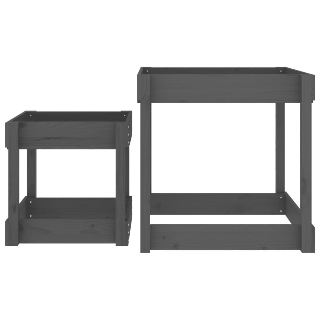 Sand-Spieltische 2 STK. Grau Massivholz Kiefer,15.02kg,825053