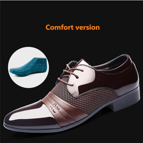 Men Fashion Dress Business Shoes Pointed Toe Patent Leather Lace Up Oxford4