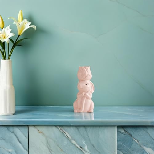 Jarrón de cerámica de conejo rosa ABOOFAN mini florero decoración 8