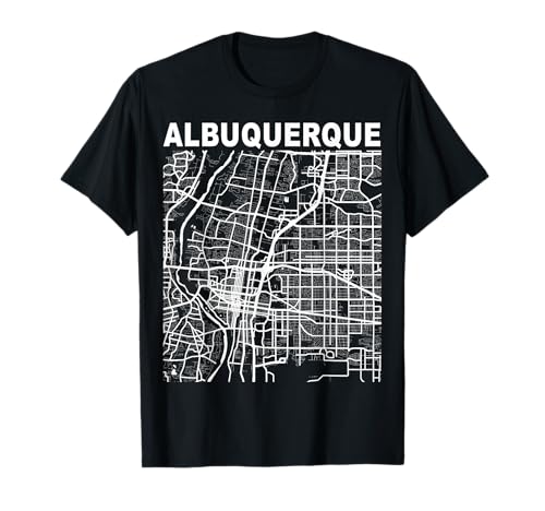 Nuevo México Souvenir Albuquerque City Street Mostrar Mapa Camiseta