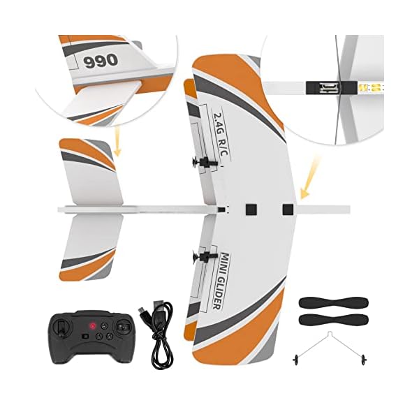 USHINING RC Flugzeuge für Kinder, 2,4 GHz Wiederaufladbare Fernbedienungsflugzeuge mit Integriertem Gyroskop Leichtes, Einfach zu Fliegen, Langlebiges MPP-Material. Gutes Geschenk für Ihr Kind (990) – Bild 5