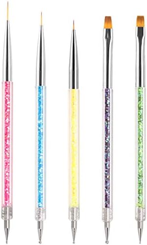 Nail Art Brushes 5 Pcs Double Ended Fine Nail Liner Brush Dotting Pen Nail Gel Polish Detail Drawing Tools