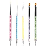 Nail Art Brushes 5 Pcs Double Ended Fine Nail Liner Brush Dotting Pen Nail Gel Polish Detail Drawing