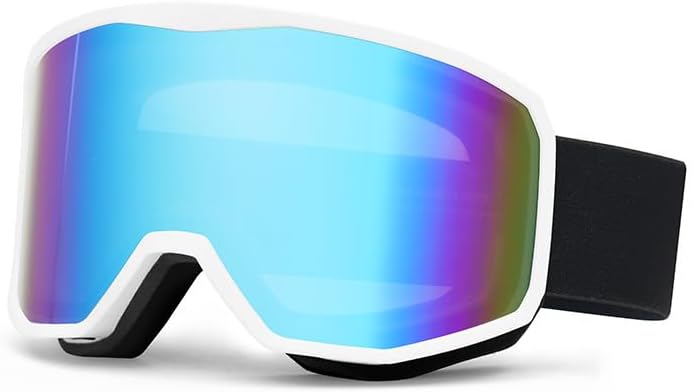 Professional Ski Goggles - Black Frame, Anti-Fog UV Protection, Oversized 235x100mm - Interchangeable Lenses for Snow Sports