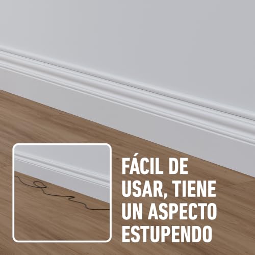 Miniatura 4 de D-Line Canaleta Para Cables 20x10mm Multipack 4m, Perfil Semicircular, Cubrecables Autoadhesivo Pintable Para Gestión De Cables 4x 1m Con Accesorios Blanco