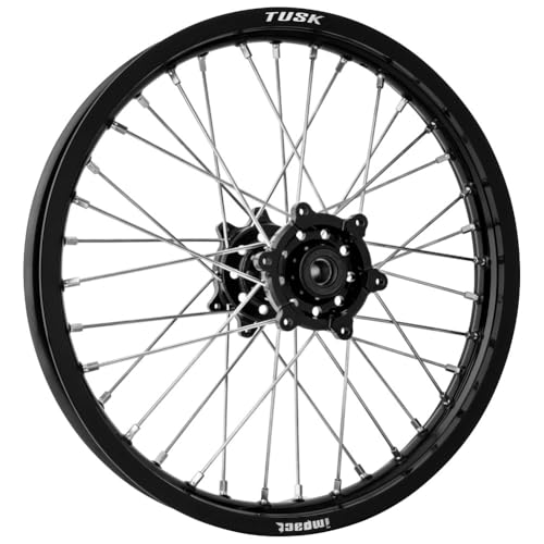 Tusk Impact Complete Wheel - Rear 18 x 1.85 Black Rim/Silver Spoke/Black Hub With Spacers. Compatible with 2023 SURRON Sur-Ron Ultra Bee