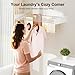 Vasunray Wall Mounted Clothes Drying Rack Folding Indoor, Foldable Laundry Drying Rack Collapsible,Invisible, Space Saving, Retractable Towel Drying Rack, with Wall Template(6 Drying Rods, White 40