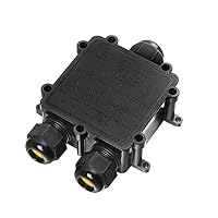 Zacfton Abzweigdose IP68 Wasserdicht Kabelverbinder, Größere 3-Wege-Verbindungsdose, M25 Kabelverschraubung Ø 4mm-14mm, ABS + PVC (1 Stück, Schwarz) – Ansicht 1